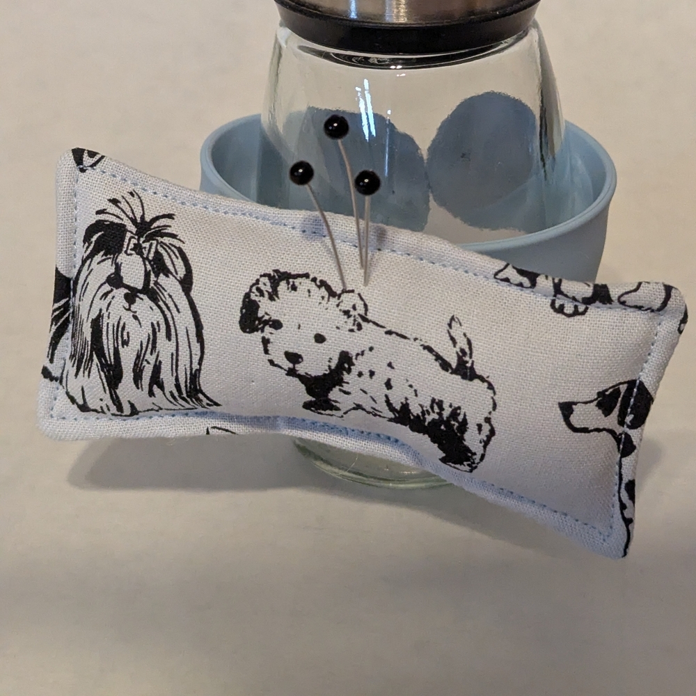 Blue and Black Dog Wrist Pincushion